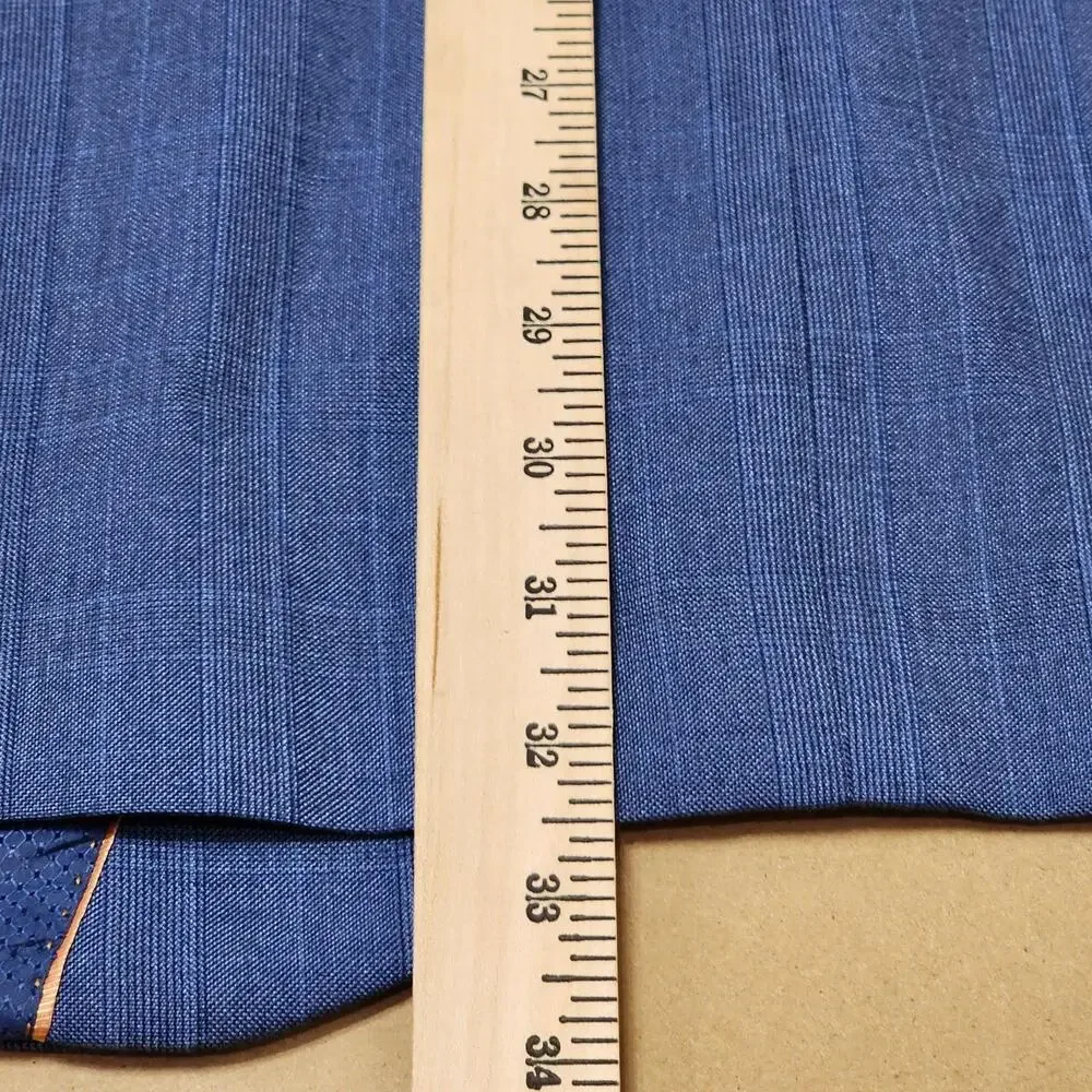 Bocaccio Uomo Suit Jacket Mens 48L Blue Stripe Poly Rayon Two Button Blazer